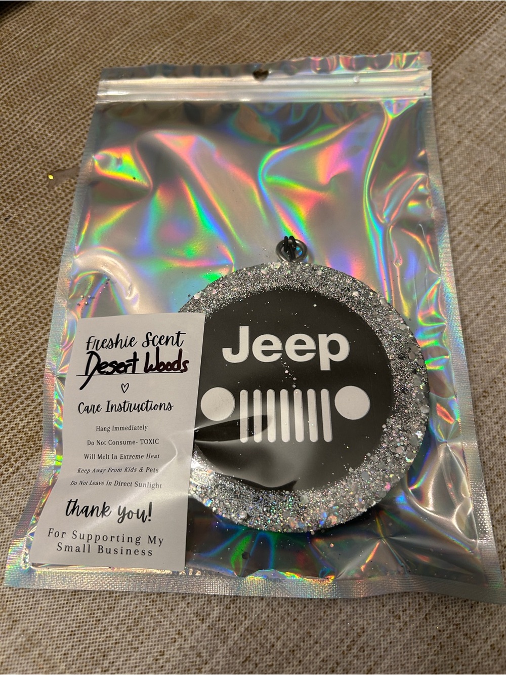 Jeep Black & Silver Glitter Air Freshener